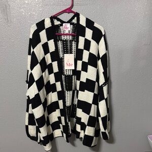 Black and White Checkered Cardigan